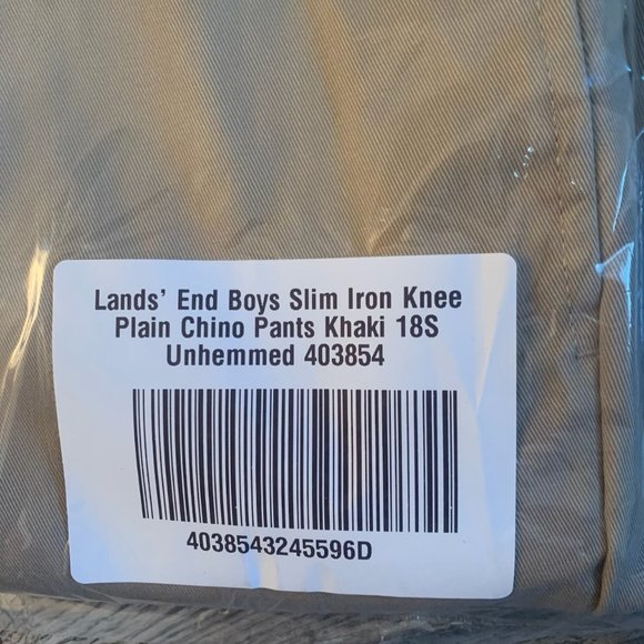 NWT LANDS' END BOY'S IRON KNEE BLEND FRONT CHINO PANTS KHAKI - Picture 9 of 16